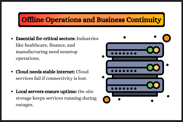 Comparison between a physical server rack setup and a cloud server