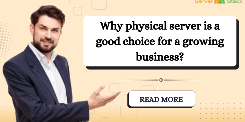 Man presenting banner on benefits of physical servers for growing businesses